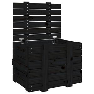 vidaXL Caixa de arruma&ccedil;&atilde;o 58x40,5x42 cm madeira de pinho maci&ccedil;a preto
