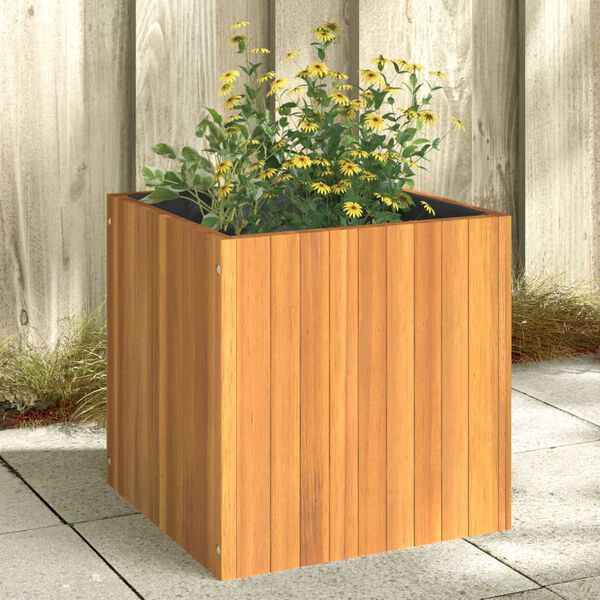 vidaXL Vaso/floreira de jardim 45x45x45 cm madeira de ac&aacute;cia maci&ccedil;a