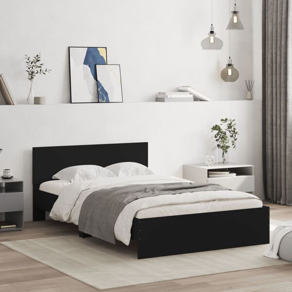 vidaXL Estrutura de cama com cabeceira 120x190 cm preto
