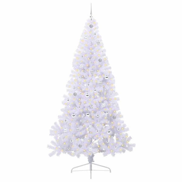 vidaXL &Aacute;rvore de Natal Artificial com 300 LEDs Branco 240 cm PVC e A&ccedil;o