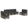 vidaXL Conjunto de Sof&aacute; de Jardim 8 unid. 8 lugar Cinzento vime PE