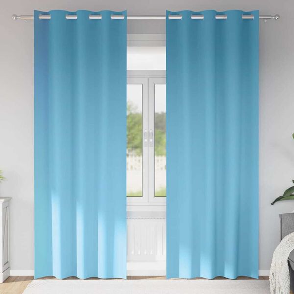 vidaXL Cortinas Blackout com Argolas 2 pcs Azul Claro 260 x 140 cm