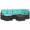 vidaXL Conjunto de Sof&aacute; de Jardim com almofada 7 pcs Preto vime PE
