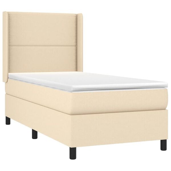 vidaXL Cama com molas/colch&atilde;o 100x200 cm tecido cor creme