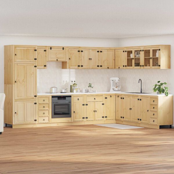 vidaXL Arm&aacute;rio SKI 14 pcs Castanho Mel Madeira de Pinheiro S&oacute;lida