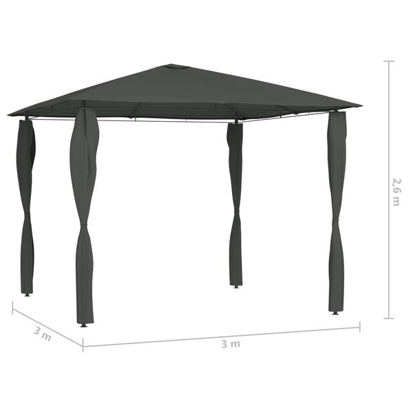 vidaXL Gazebo 3x3x2,6 m com capas para postes 160 g/m² antracite