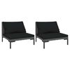 vidaXL Sof&aacute;s de jardim com almofad&otilde;es semicircular 2 pcs vime PE