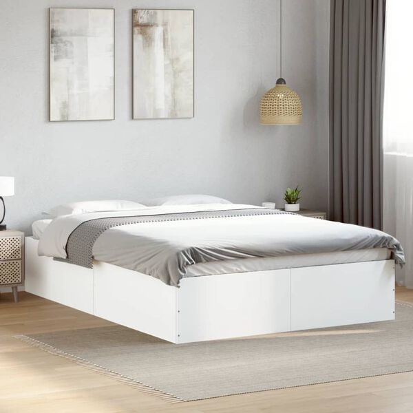 vidaXL Estrutura de cama 140x200 cm derivados de madeira branco