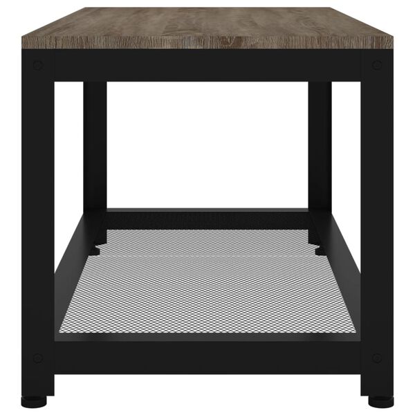 vidaXL Mesa de centro 90x45x45 cm MDF e ferro cinzento e preto