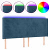 vidaXL Cabeceira cama c/ luzes LED veludo 203x16x118/128cm azul-escuro