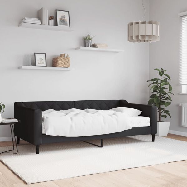 vidaXL Sofá-cama com colchão 90x190 cm tecido preto