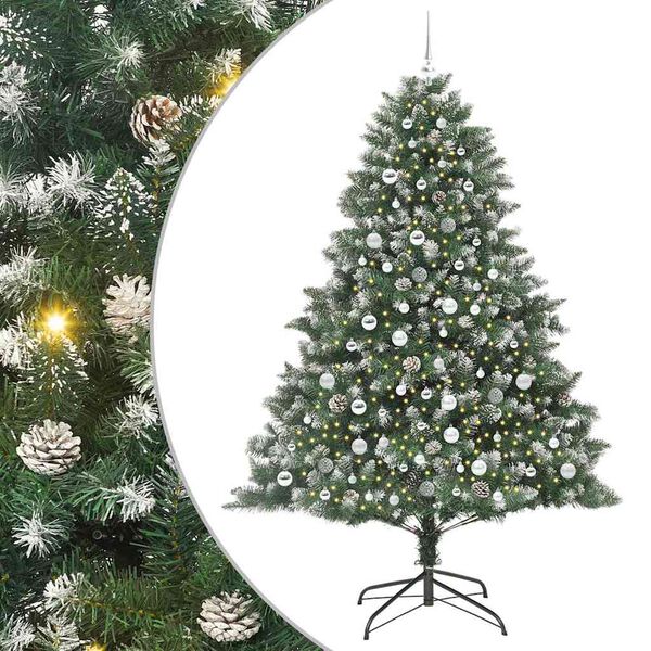 vidaXL &Aacute;rvore de Natal Artificial Verde 210 cm PVC, Pl&aacute;stico e A&ccedil;o