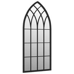 vidaXL Espelho de jardim p/ uso exterior ferro 100x45 cm preto