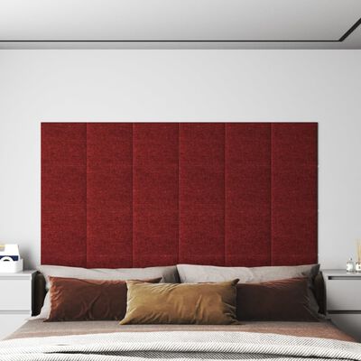 vidaXL Painel parede 12 pcs 30x30 cm tecido 1,08 m² cor vermelho tinto