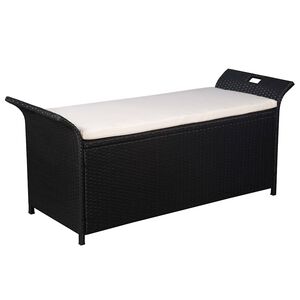 vidaXL Banco de arruma&ccedil;&atilde;o com almofad&atilde;o 138 cm vime PE preto