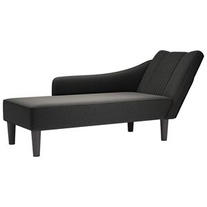 vidaXL Chaise lounge com apoio de braço direito em tecido preto