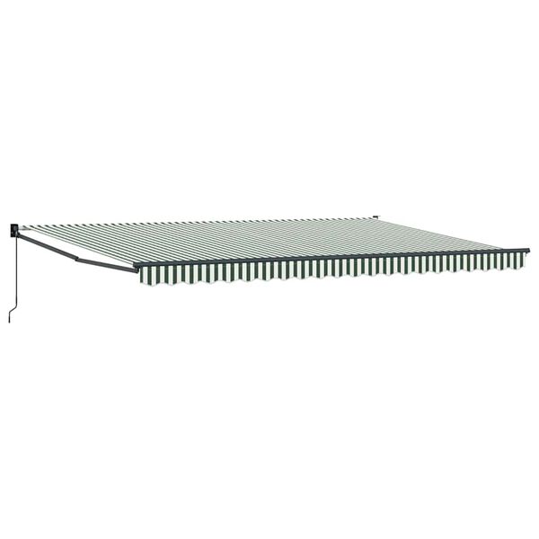 vidaXL Toldo Retr&aacute;til Verde e Branco 500 &times; 300 cm Poli&eacute;ster, Metal