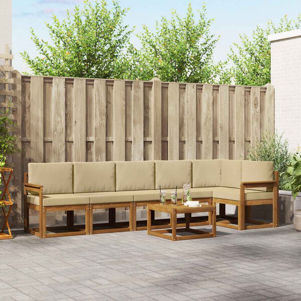 vidaXL Conjunto de Sof&aacute;s para Exterior 7 pcs Natural e Bege