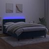 vidaXL Cama box spring c/ colch&atilde;o/LED 140x200 cm veludo azul-escuro