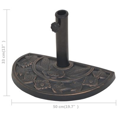 vidaXL Base para guarda-sol em resina semicircular bronze 9 kg
