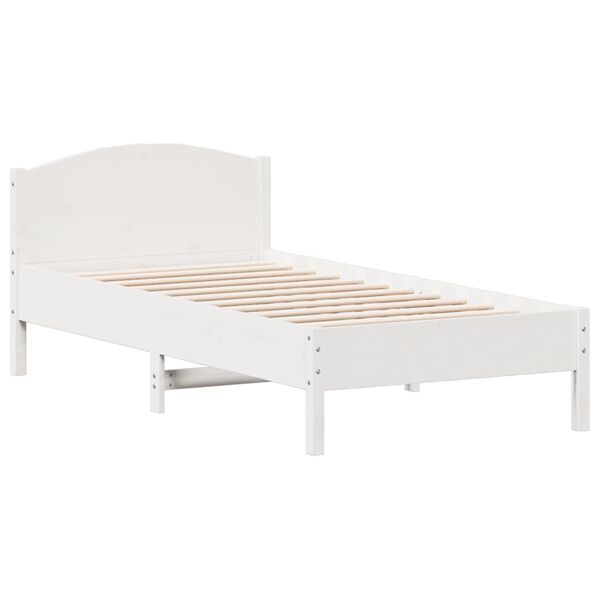 vidaXL Cama sem colch&atilde;o 75x190 cm madeira de pinho maci&ccedil;a branco