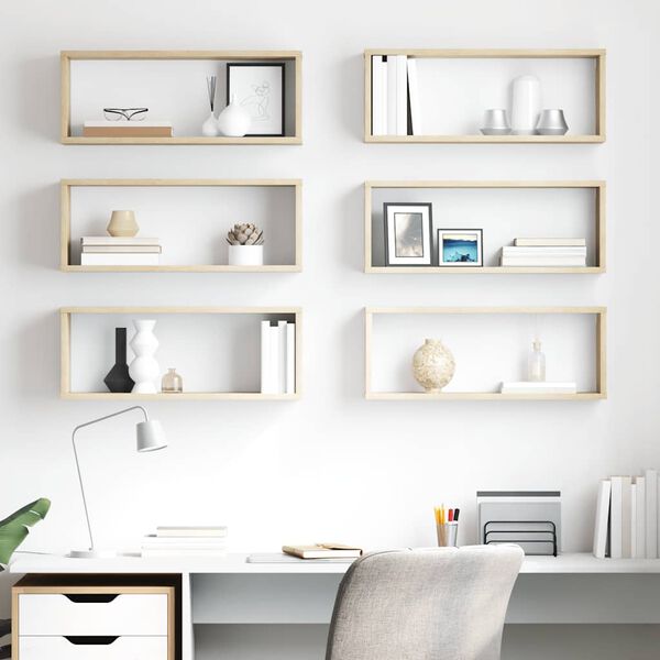vidaXL Prateleiras parede forma de cubo 6 pcs carvalho sonoma