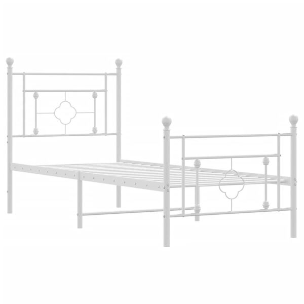 vidaXL Estrutura de cama com cabeceira e p&eacute;s 80x200 cm metal branco