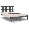 vidaXL Estrutura de cama casal 135x190 cm madeira maci&ccedil;a cinzento
