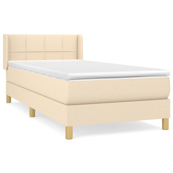 vidaXL Cama com molas/colch&atilde;o 90x200 cm tecido cor cr&egrave;me