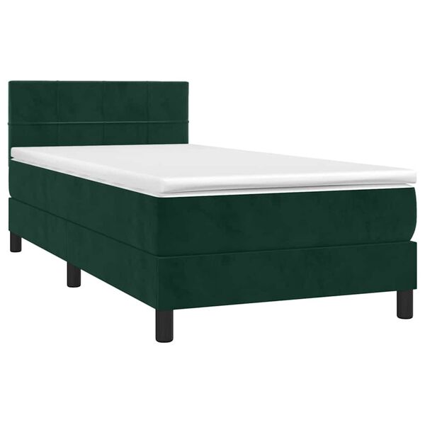 vidaXL Cama com molas/colch&atilde;o 90x190 cm veludo verde-escuro