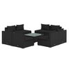 vidaXL 9 pcs conjunto lounge de jardim c/ almofad&otilde;es vime PE preto