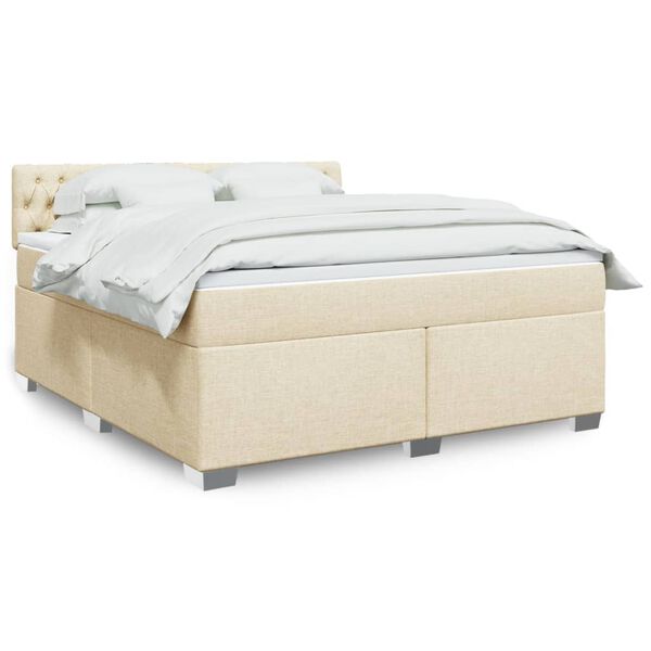vidaXL Cama com molas/colch&atilde;o 180x200 cm tecido cor creme