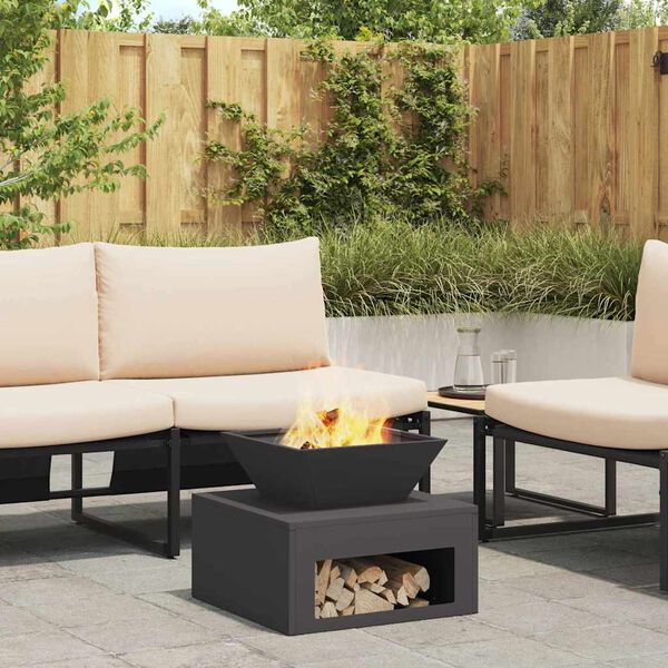 vidaXL Fire Pit Preto 50 x 50 x 40 cm A&ccedil;o
