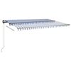 vidaXL Toldo retr&aacute;til manual com LED 500x350 cm azul e branco