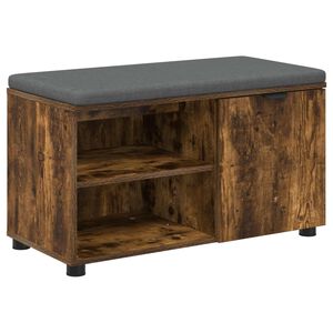 vidaXL Banco de Hall com almofada Carvalho Fumado 80 x 38 x 46 cm