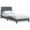 vidaXL Estrutura de cama sem colch&atilde;o 80x200 cm tecido cinzento-escuro