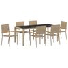 vidaXL Conjunto de Jantar para Jardim 7 unid. Bege vime PE