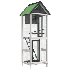 VidaXL Gaiola para p&aacute;ssaros 60x58,5x160 cm pinho maci&ccedil;o cinzento