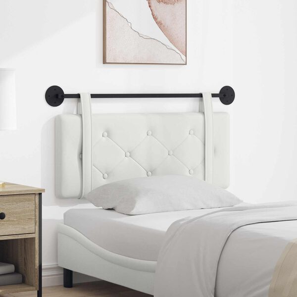 vidaXL Cabeceira Suspensa Branco 110 x 55 x 5 cm Couro Sint&eacute;tico