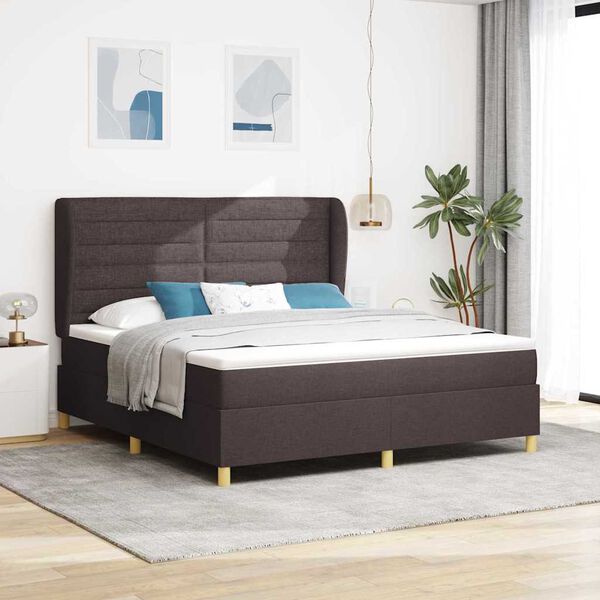 vidaXL Cama Box Springs com Colch&atilde;o Cinza Escuro 90x190 cm tecido