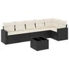 vidaXL 7 pcs conjunto de sof&aacute;s p/ jardim c/ almofad&otilde;es vime PE preto