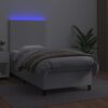 vidaXL Cama box spring c/ colch&atilde;o/LED 90x200cm couro artificial branco