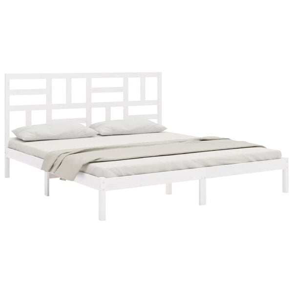 vidaXL Estrutura de cama super king pinho maci&ccedil;o 180x200 cm branco