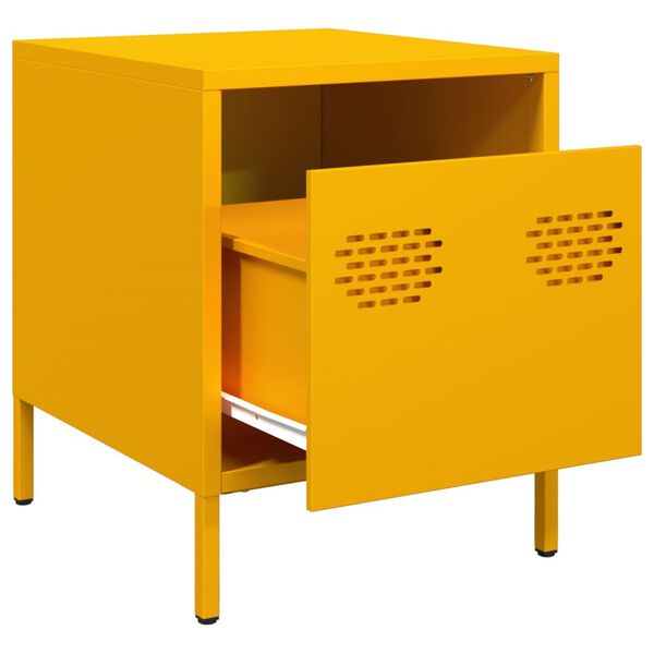 vidaXL Mesa de cabeceira 35x39x43,5 cm a&ccedil;o amarelo mostarda