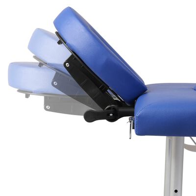 Mesa de massagem, dobrável, em azul, com 4 zonas, estrutura aluminio