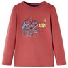 vidaXL T-shirt de manga comprida para crian&ccedil;a vermelho queimado 128