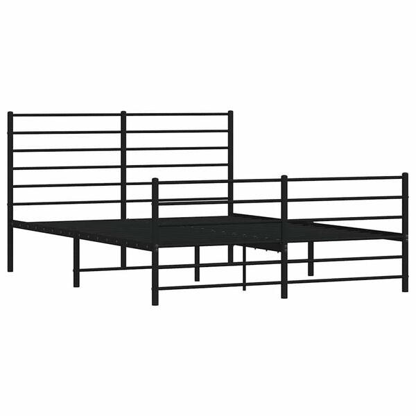 vidaXL Estrutura de cama com cabeceira e p&eacute;s 140x200 cm metal preto