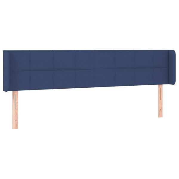vidaXL Cabeceira de cama c/ abas tecido 203x16x78/88 cm azul