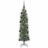 vidaXL Árvore Slim de Natal Artificial Verde e branco 150 cm