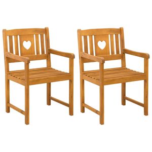 vidaXL Cadeiras de jardim 2 pcs Natural Madeira S&oacute;lida de Ac&aacute;cia